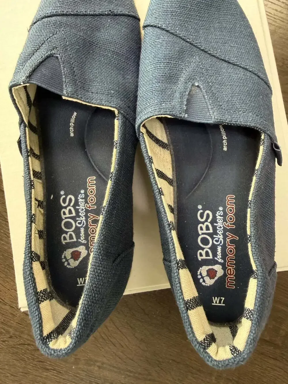 BOBS Skechers Women’s Size 7 Navy Canvas Espadrille Platform Slip On Shoes